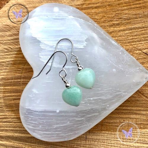 Amazonite Heart Earrings